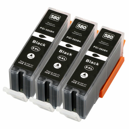 Canon pixma TS8350 compatible inktcartridges PGI-580 XL BK Set 3 stuks